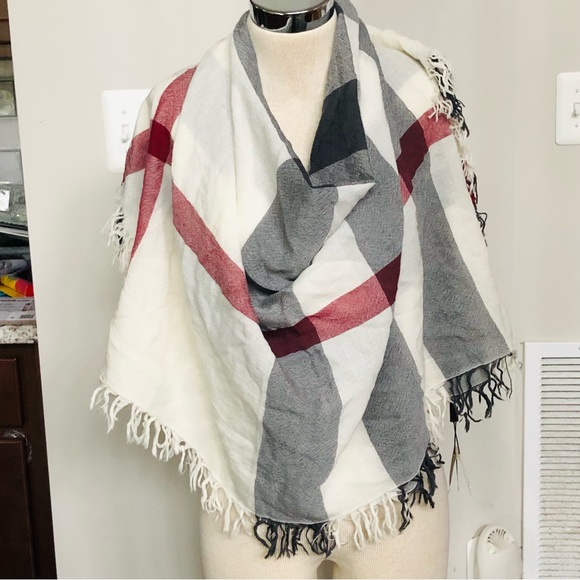 Burberry Large Ivory Check Fine Merino Wool Scarf Wrap - Picture 15 of 16